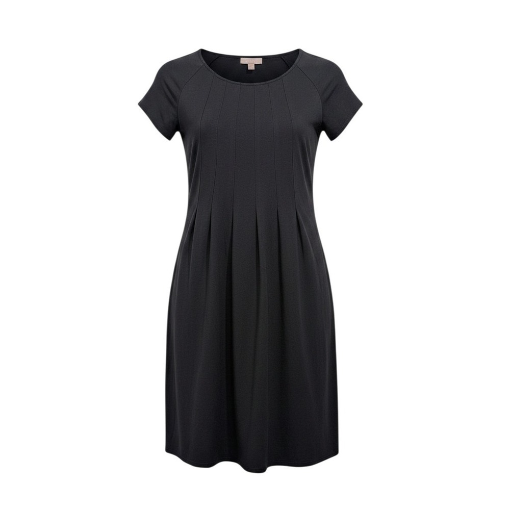 J. Jill Shift Dress Black Pleated Scoop Neck Short Sleeve - Size S Petite